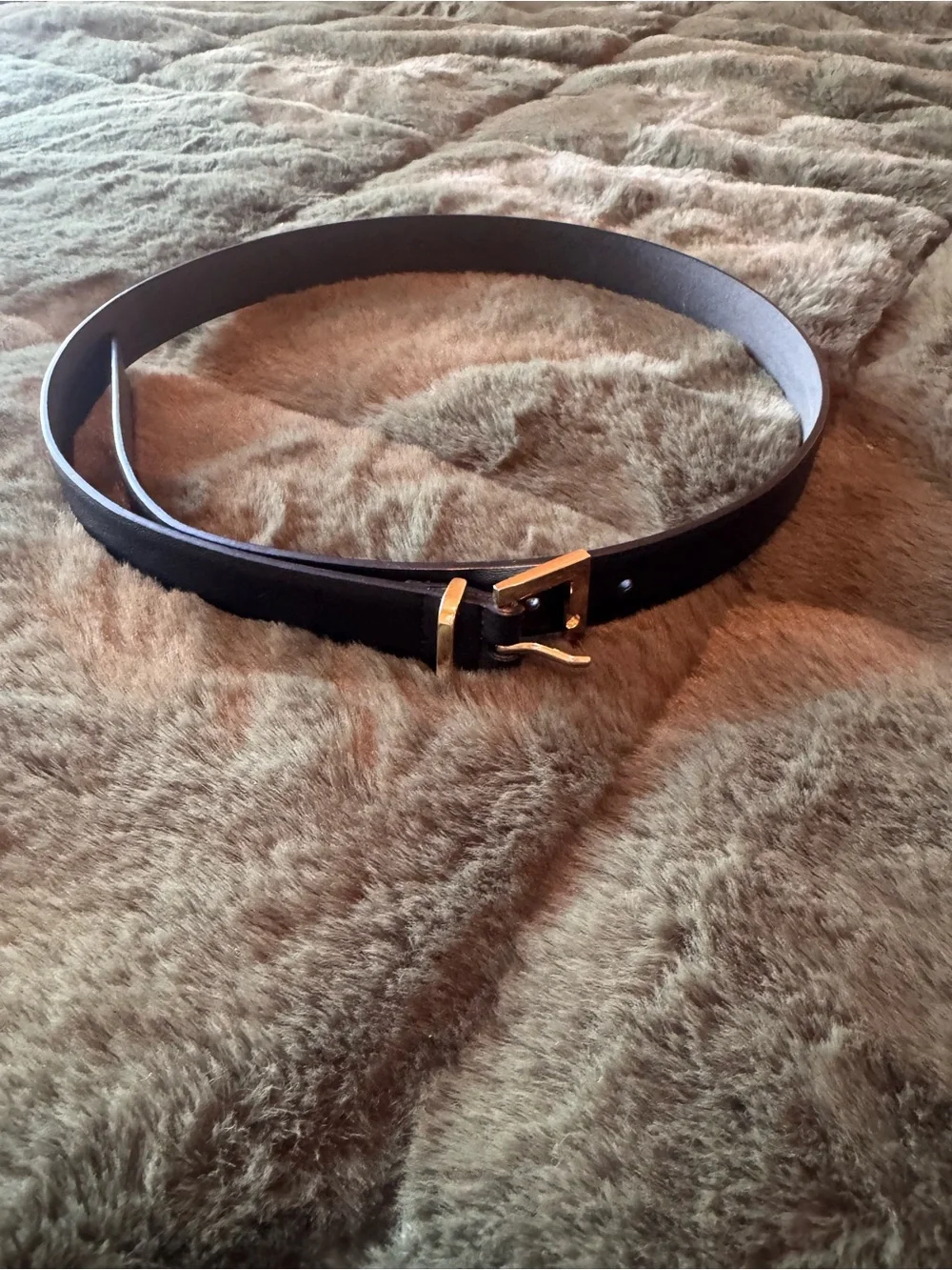 Express Triangle Buckle Faux Leather Belt Black Gold